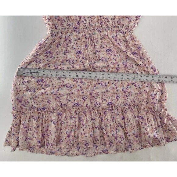 Lush Women’s Floral Faux Wrap Ruffle Flutter Sleeve Dress Sz L Fairycore Cottage - Picture 11 of 11